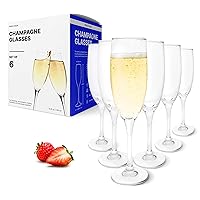 Dailyware Champagne Glasses Set of 6 – Elegant Champagne Flutes for Wedding, Anniversary, Birthday, Party & other Celebrations – 6.25 fl oz / 185 ml