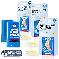 Dr. Frederick’s Original Anti-Blister Heel Bundle - 30 Ct Better Blister Bandages - Heel Pain Relief - Plus Better Blister Blocker Anti-Chafing Stick