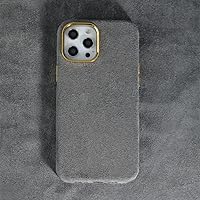Plush Soft Solid Color Case for iPhone 13 12 11 pro max XR Xs 8 7 6 Plus Faux Leather Luxury Case,Grey,for iPhone 13 Pro