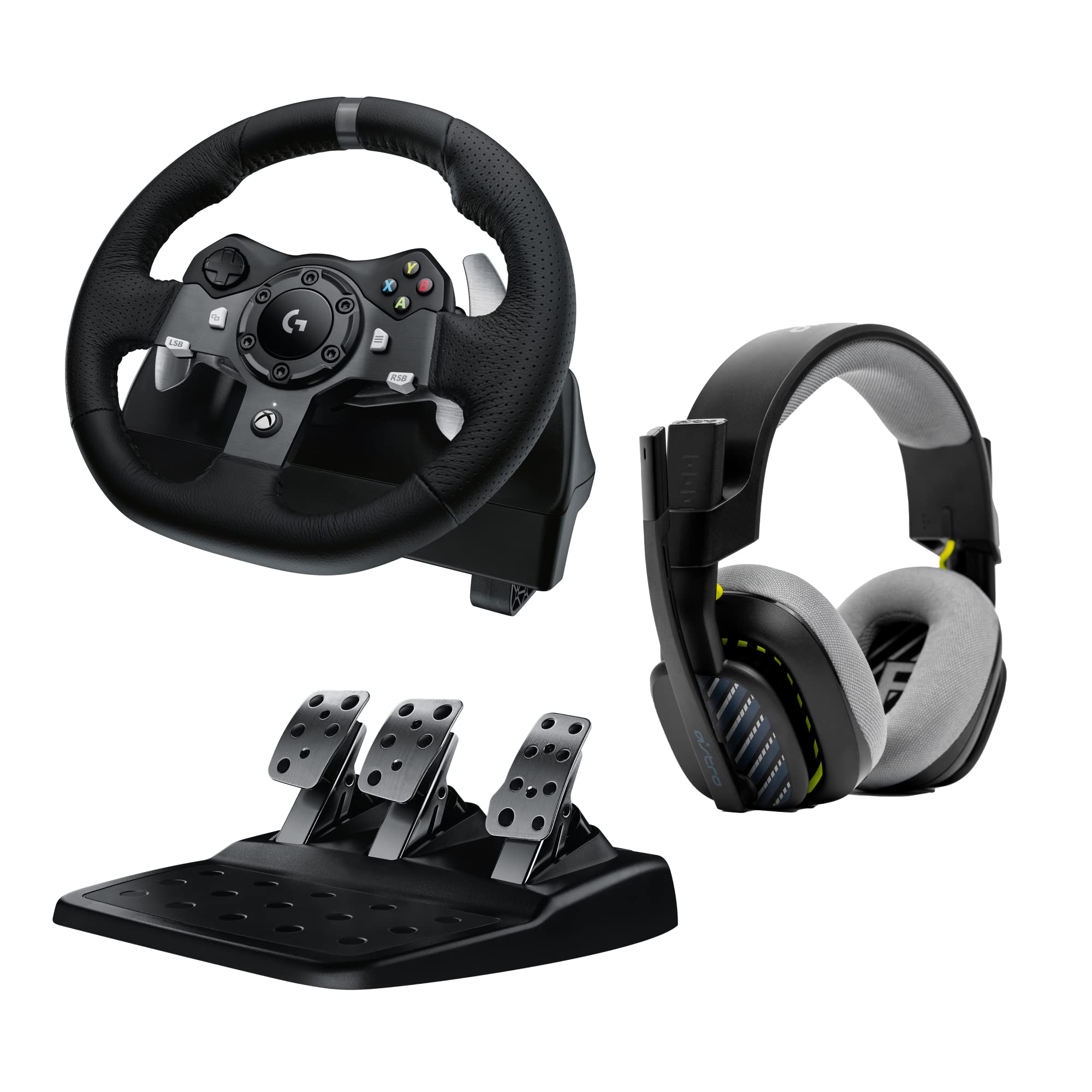 Logitech G920 Driving Force Racing Wheel and Floor Pedals for Xbox One & PC + Astro A10 Gen 2 Gaming Headset