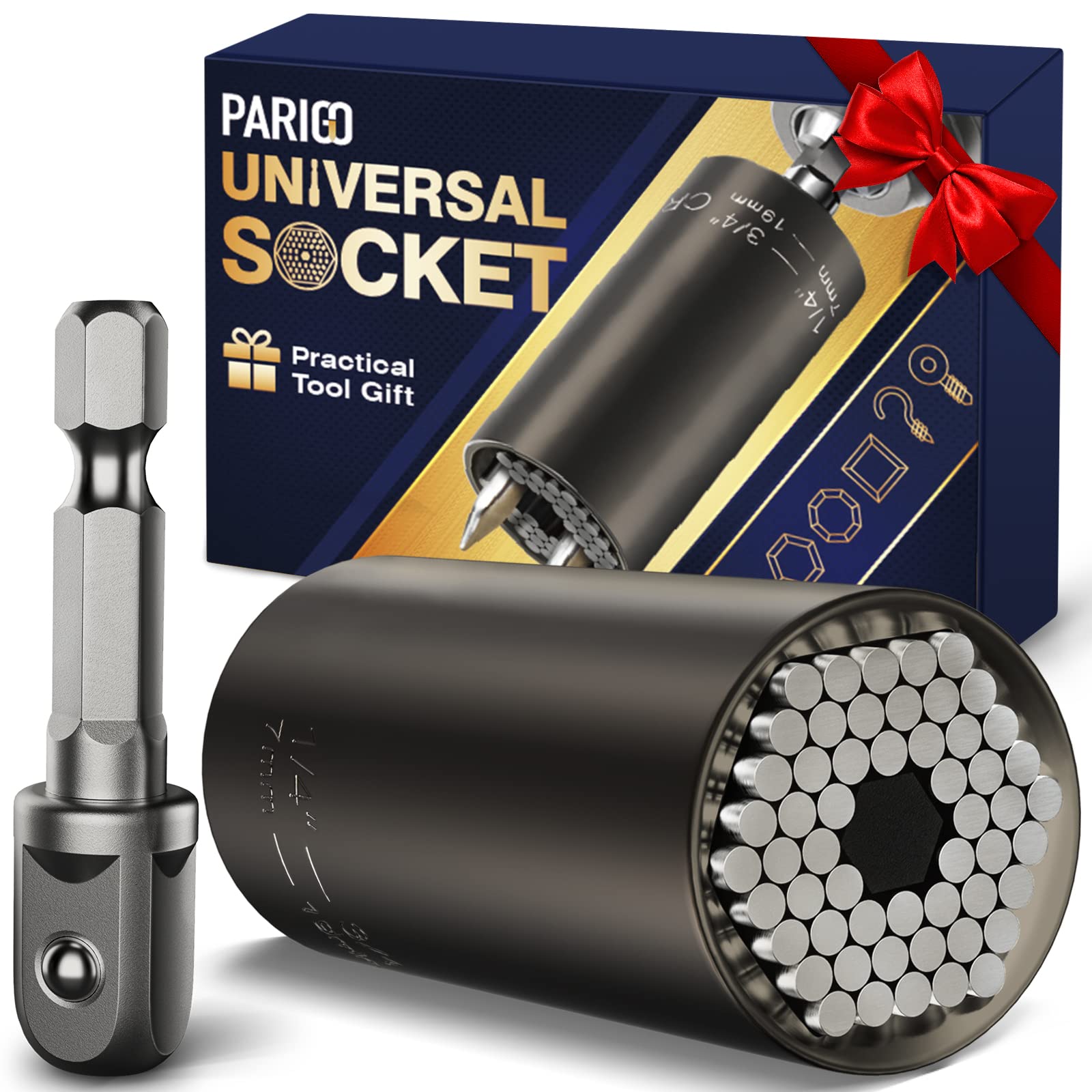 Father's Day Gifts for Dad from Daughter Son - Super Universal Socket Tools Gifts for Men, Socket Set with Power Drill Adapter Super Grip Socket (7-19mm) Cool Gadgets for Men Women Husband Handy DIY