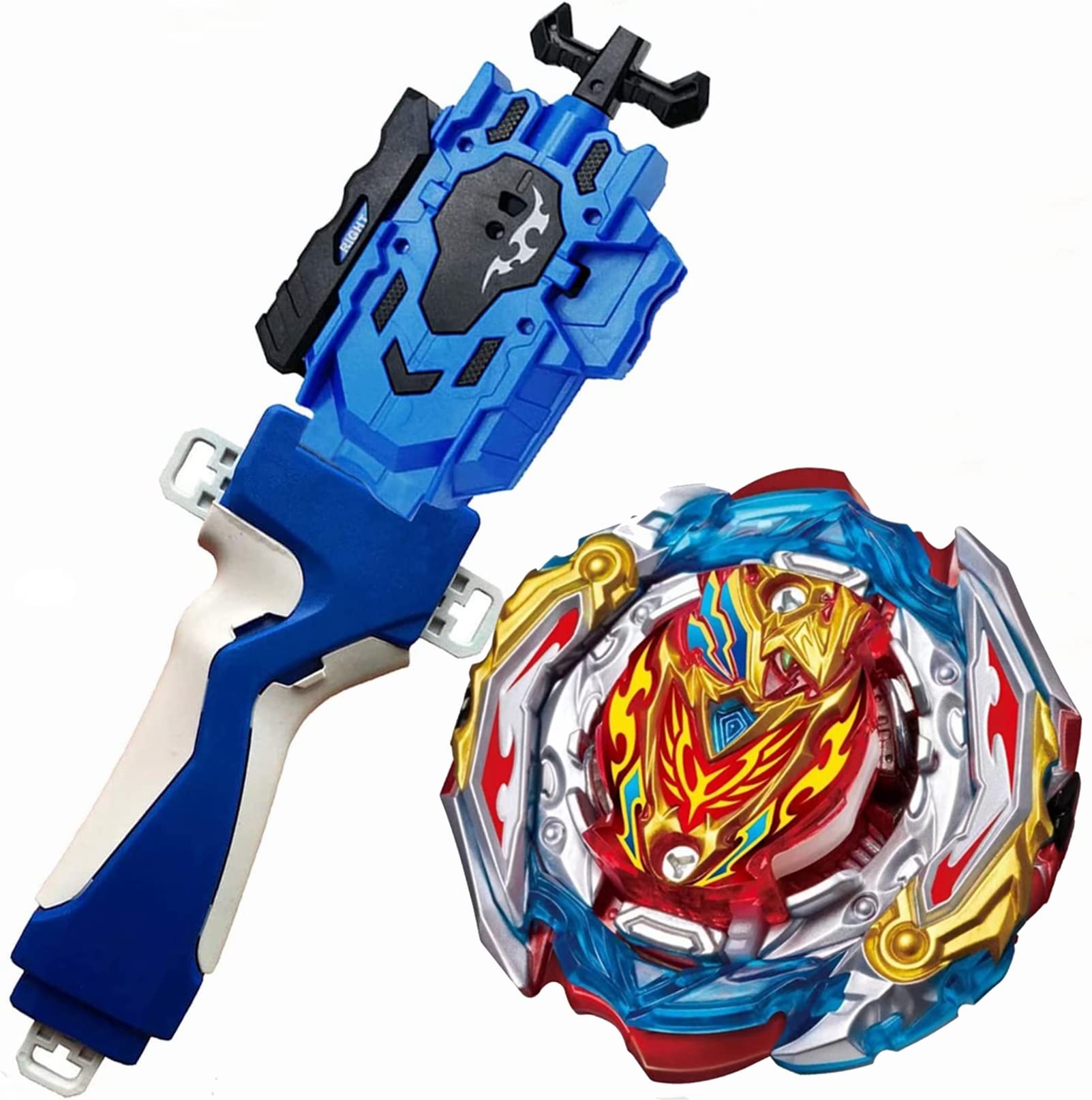 TORNADOGYRO COMBAT Bay Blades for 8-12 Gaming Top Toys Bey Battle Burst BU B-201 Zest Achilles Illegal Quattro'-4 Battling Tops Metal Fusion Left Right String Launcher Set with Grip Gift for Boys 6-8