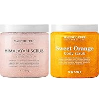 Majestic Pure Himalayan Salt Scrub and Orange Scrub Bundle – Exfoliating and Moisturizing Body scrub Combo