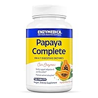 Enzymedica Papaya Complete, Daily Digestive Enzymes with Organic Papaya Juice and Chlorophyll for Meal & Nutrient Absorption, High Potency Bromelain & Papain, Vegan, Mint Flavor, 120 Chewable Tablets