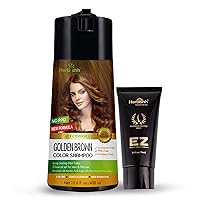 Herbishh Color Enriched Shampoo for Gray Hair Golden Brown 400 ML + Hair Color Cream for Gray Hair Coverage