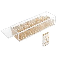 Acrylic Dominos Set - 28-Piece Domino Game with Display Box - Strategy Game and Tabletop Decoration - Modern Home Decor by Trademark Games (Gold Foil)