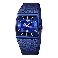 Men's Watches Business Fashion Top Brand Luxury Dress Casual Watch Mesh Strap Waterproof with Date Square Wristwatch