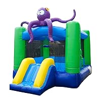 JumpOrange Lil Lady Octopus Inflatable Bounce House with Slide (with Blower), for Kids and Toddlers, Light Weight, Moonwalk, Bouncy House, Summer Fun, Semi-Commercial PVC Vinyl