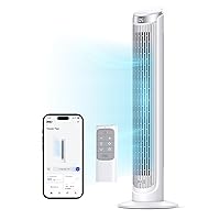 Dreo Smart Tower Fan for Bedroom, Standing Fans for Indoors, 90° Oscillating, 26ft/s Velocity Quiet Floor Fan with Remote, 8H Timer, Voice Control Fans for Indoors, Compatible with Alexa