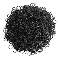 KUFUNG Elastic Hair Bands, 200 Pcs Non-Slip Rubber Hair Ties for Girls, Soft Elastic Bands for Kid Hair Braids Hair (Black-200)