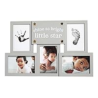 Kate & Milo Baby Handprint and Footprint Keepsake Frame, Babyprints Collage Frame For Baby Girl or Baby Boy, Gender-Neutral Newborn Nursery Décor, Baby Picture Frame, Shine So Bright Little Star