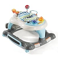 Storkcraft 3-in-1 Activity Walker and Rocker with Jumping Board Feeding Tray, Interactive Toy Tray for Toddlers Infants, Blue/Gray