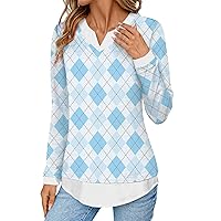 Women's Sexy Long Sleeve Tops for Woman Tops Solid Color V-Neck Layered Tops Fall Regular Y2K, S-2XL
