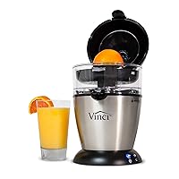 Hands Free Electric Citrus Juicer, 1-Button Juicer Machine, Orange Lime Grapefruit Lemon Squeezer, Easy to Clean Orange Juicer Squeezer, Black/Stainless Steel