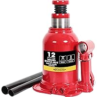 BIG RED 12 Ton (24,000 LBs) Torin Welded Hydraulic Stubby Low Profile Bottle Jack, Red, ATH91207AR