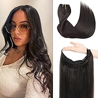 Tinashe Wire Hair Extensions Real Human Hair Straight Hair Extensions 18inch 90g Natural Black Invisible Wire Fish Line Hair Extensions Straight Flip on Human Hair Extensions