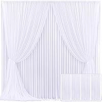 4 Panels White Backdrop Curtain for Parties Wedding Wrinkle Free White Photo Curtains Backdrop Drapes Fabric Decoration for Baby Shower 20ft(W) x 10ft(H)