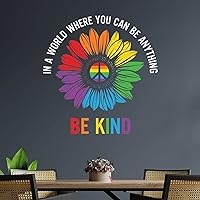 Wall Stickers Be Kind Peace Rainbow Sunflower Decal for Wall Gay Pride Rainbow LGBT Same Sex Gay Wall Decor Vinyl Decals Removable Peel and Stick Wall Decal Murals Art Living Room Bedroom 28 inch