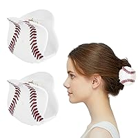 2Pcs Baseball Hair Claw Clips for Women Medium Size Hair Claw Clips for Thin/Medium Fine Hair Non-Slip Sports Hair Barrettes Strong Hold Jaw Clips Hair Styling Accessories for Women Girls