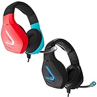 Orzly Gaming Headset Bundle - Abyss Black & Tanami Neon Red/Blue