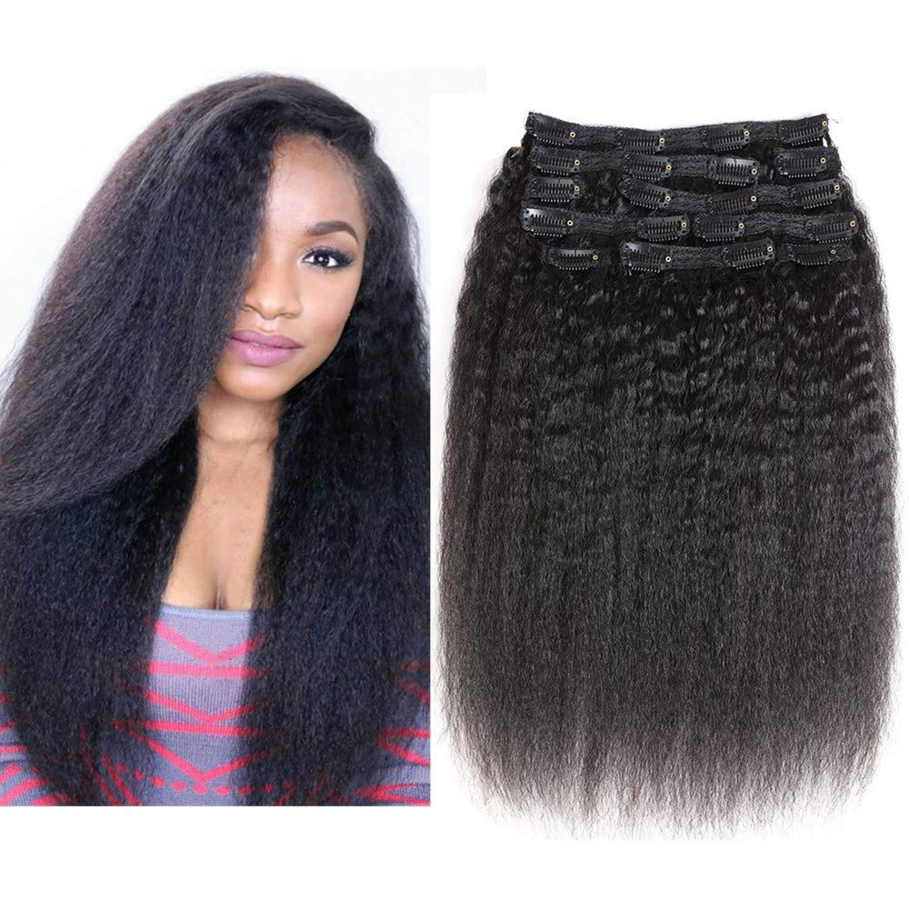 Mua YAMI Kinky Straight Clip In Hair Extensions for Black Women Human Hair  Clip in Extensions 10Pcs Brazilian Virgin hair Extensions Clip in Human Hair  with 20 Clips Double Weft 120g (10,