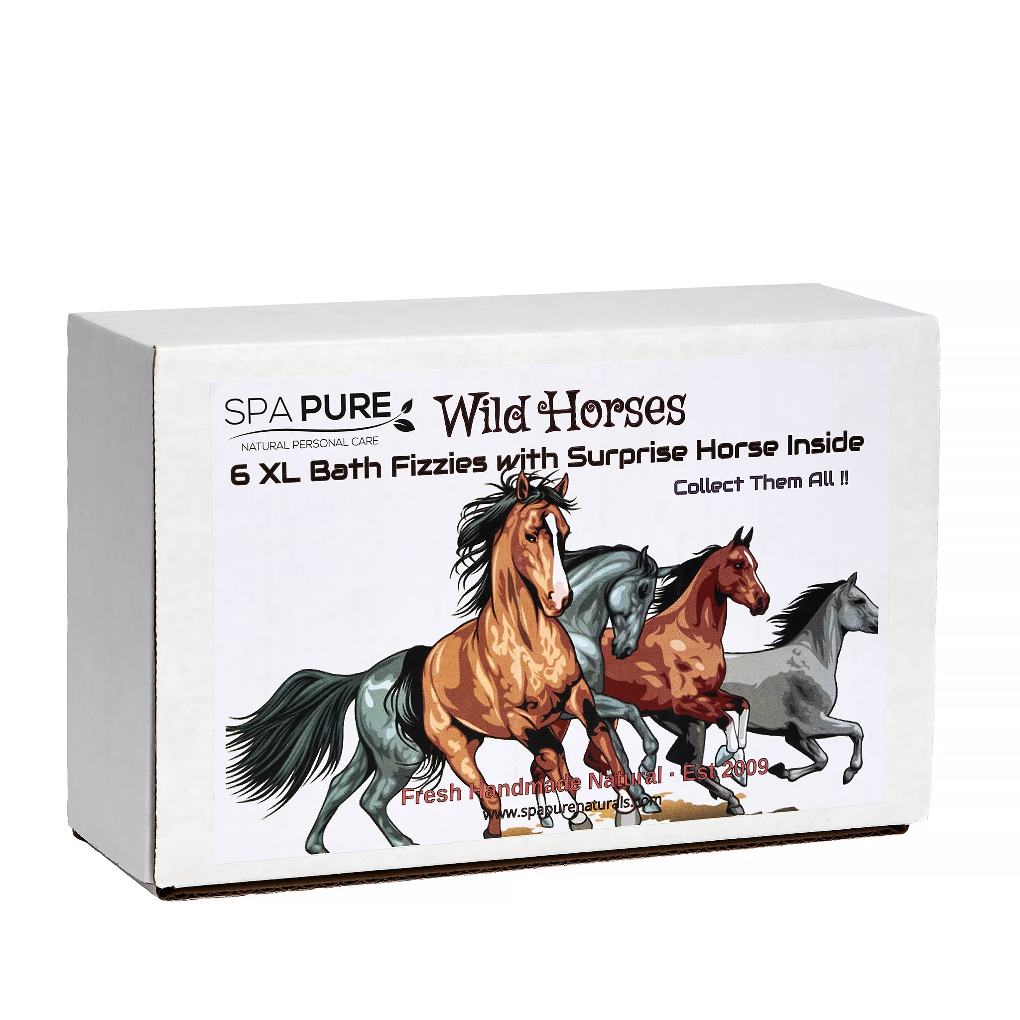 SPAPURE Wild Horses Bath Bombs: for Kids with 6 XL Bath Bombs with Surprise Horses Inside, USA Made, Handmade, Natural Bath Bombs, Birthday Gift idea for Kids, Spa Parties