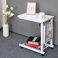 Height Adjustable Medical Overbed Table,Mobile Laptop Desk Tray Sofa End Table Rolling Coffee Side Table Elder Hospital Reading Bed Table Cart (Color : D)