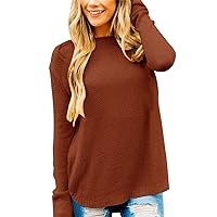 MEROKEETY Women's 2024 Fall Long Sleeve Oversized Crew Neck Solid Color Knit Pullover Sweater Tops