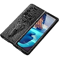 ONNAT-Crocodile Pattern Case for Samsung Z Fold 3 Slim Business Leather Anti-Slip Anti-Scratch (Black)