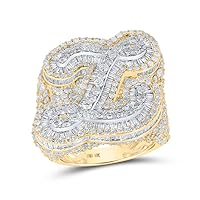 The Diamond Deal 10kt Two-tone Gold Mens Baguette Diamond Z Initial Letter Ring 9-3/8 Cttw