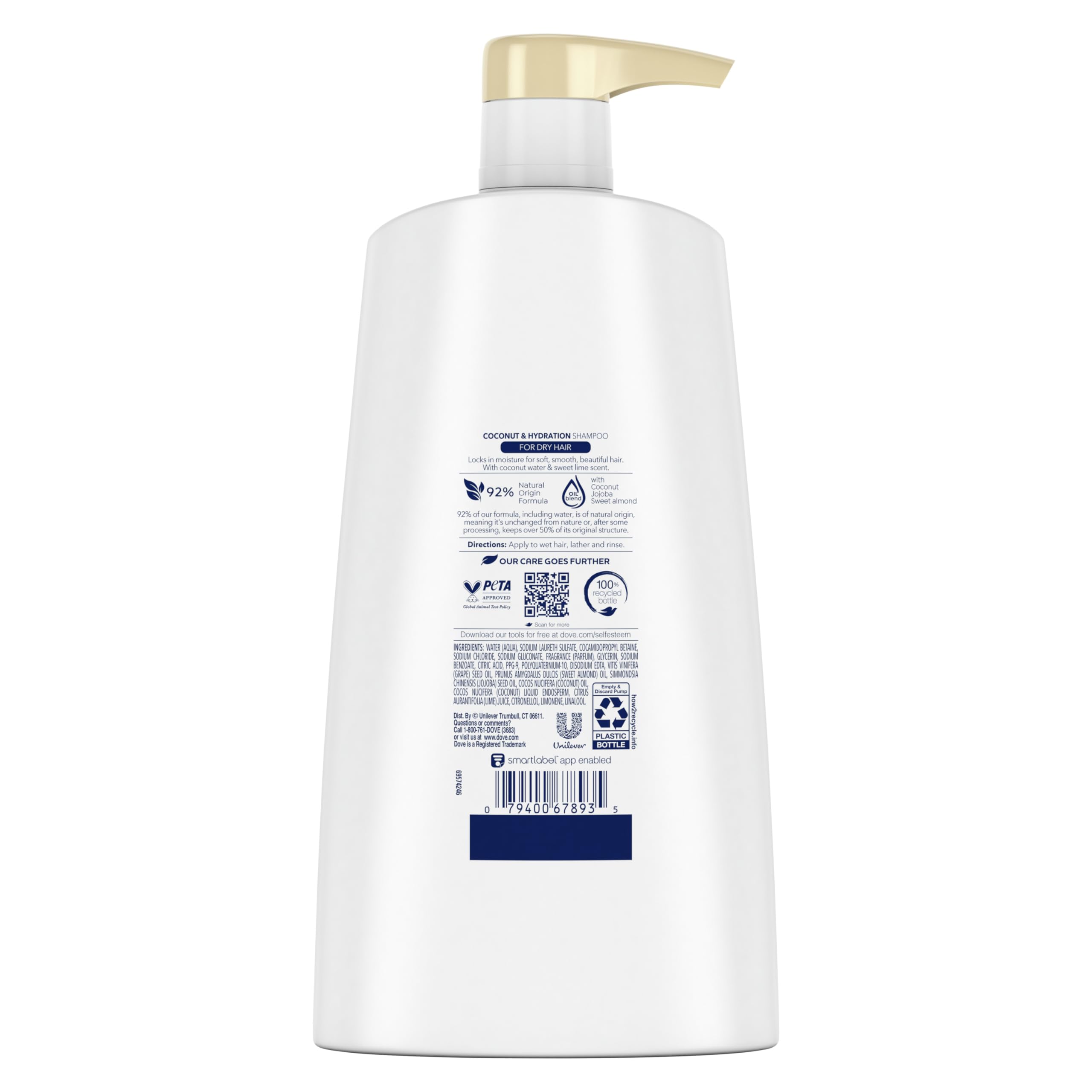 Dove Ultra Care Shampoo Coconut and Hydration for Dry Hair Shampoo with Oil Blend of Coconut, Jojoba & Sweet Almond 25.4 oz