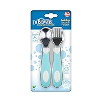 Dr. Brown's Designed to Nourish Soft-Grip Spoon and Fork Set,Teal