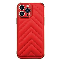 Slim Case for iPhone 14/14 Pro/14 Pro Max/14 Plus, Soft Lambskin Leather Case with Camera Protection Cover Red