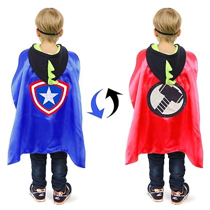 ALAOW Superhero Capes with Masks Double Side Dress up Costumes Festival Christmas Halloween Cosplay Birthday Party for Kids ( 4Sest)