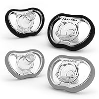 Nanobebe Active Baby Pacifiers 4-36 Months - Orthodontic, Lightweight and Vented, Curves Comfortably with Face Contour, 100% Silicone - BPA Free, Perfect Baby Registry Gift 4pk, Black/Grey