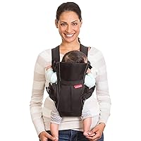 Infantino Swift Classic Carrier with Pocket - 2 Ways to Carry Black Carrier with Wonder Bib & Essentials Storage Front Pocket, Adjustable Back Strap, 1-Piece