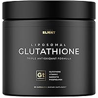 ELMNT 2150mg Super Antioxidant Liposomal Glutathione Supplement w. Vitamin C, Quercetin & Reduced L Glutathione 1000mg - Proven Complex for Best Absorption, Detox, Skin Glow + Immune - 90 Pills