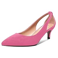 Womens Slip On Suede Pointed Toe Casual Office Kitten Low Heel Pumps Shoes 2 Inch