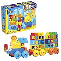 MEGA BLOKS Fisher-Price ABC Blocks Building Toy, ABC Musical Train with 50 Pieces, Music and Sounds for Toddlers, Gift Ideas for Kids