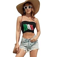 Italy Flag Women's Sexy Crop Top Casual Sleeveless Tube Tops Clubwear for Raves Party