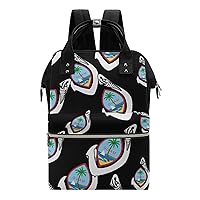 Guam Seal with Hook Diaper Bag Backpack Multifunction Travel Backpack Large Capacity Waterproof Mommy Bag Black-Style