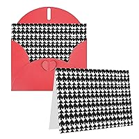 Houndstooth Black Printed Greeting Card Internal Blank Folded Cards 6×4 Inches Funny Birthday Cards Thank You Card With Colorful Envelopes For All Occasions