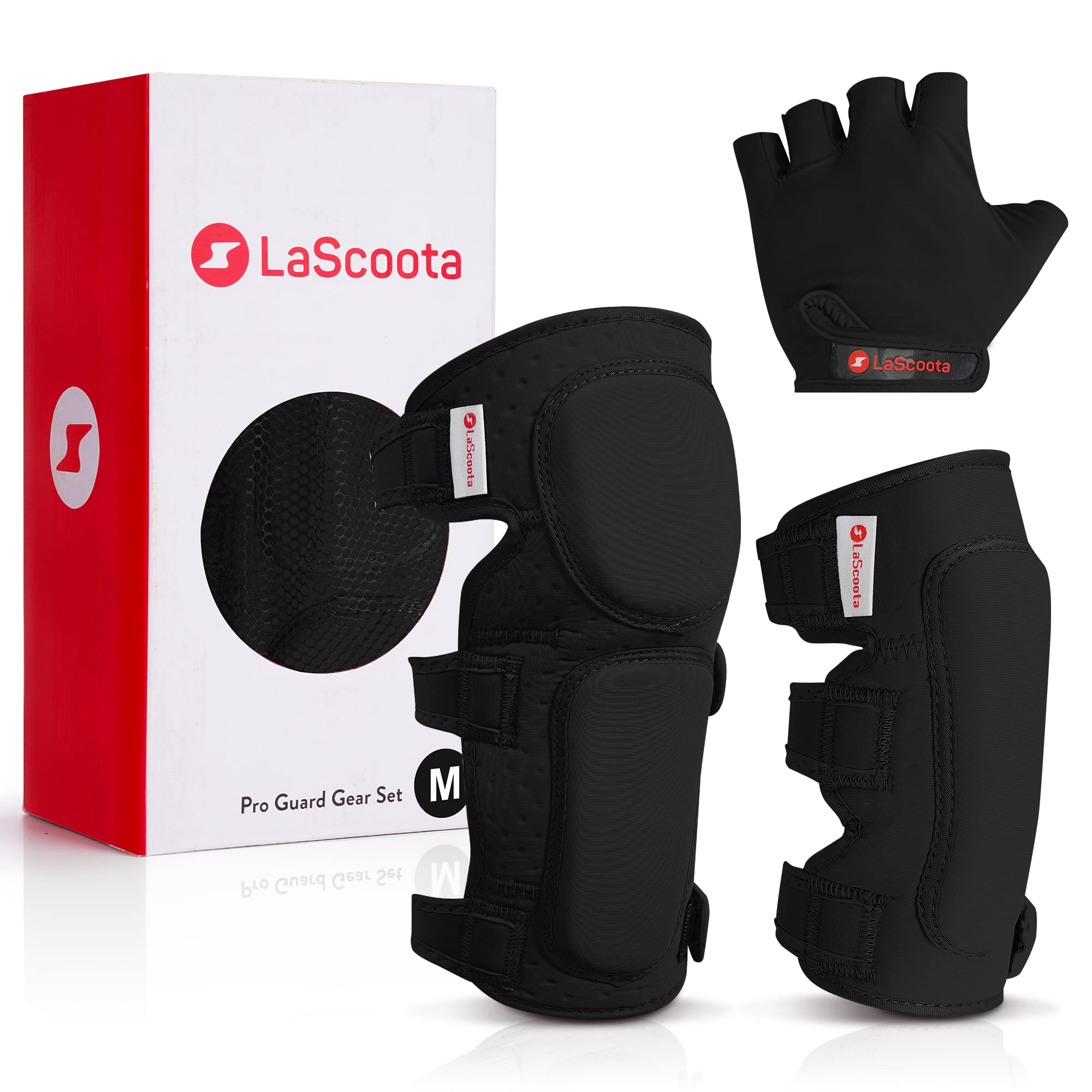 LaScoota Kids Knee Pads and Elbow Pads Set | Protective Gloves, Elbow and Knee Pads For Kids | Skateboard Protective Gear, Rollerblade Pads, Roller Skate Pads, Beginners Scooter and Skateboarding Pads