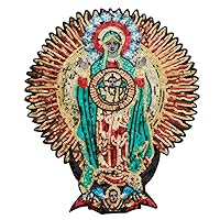 Embroidery Sequin Christening Virgin Mary My Lady of Guadalupe Baptism Embroidered Sequin Sew on Patch Flower Applique (A)