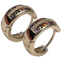 Sterling Silver Click-Top Hoop Earrings with Stones