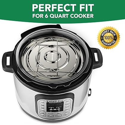 ekovana Stackable Steamer Insert Pans with sling - compatible with 6qt Instant Pot - Pressure Cooker Accessories for Pot in Pot, Baking, Lasagna pan