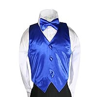 23 Color 2pc Boys Formal Satin Vest and Bow Tie Sets from Baby to 7 Years (L:(12-18 Months), Royal Blue)