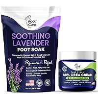 Soothing Lavender Foot Soak with Epsom Salt - Best Toenail Treatment, & Softens Calluses - Soothes Sore & Tired Feet, Moisturizing Athletes Foot Care For Dry Cracked Feet Cream