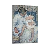 Mother Mary Cassatt About to Give Her Sleepy Child A Bath, 1880 Art Poster Canvas Poster Wall Art Decor Print Picture Paintings for Living Room Bedroom Decoration Frame-style 08x12inch(20x30cm)