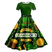 XJYIOEWT Womens Spring Dresses 2024 3/4 Sleeve,Women Holiday Green Short Sleeve Long Casual Short Sleeve Day Off Round N